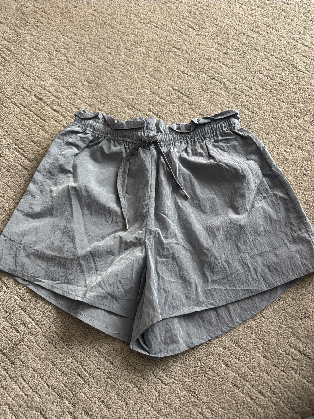 Varley Light Gray Elastic-Waist Athletic Shorts